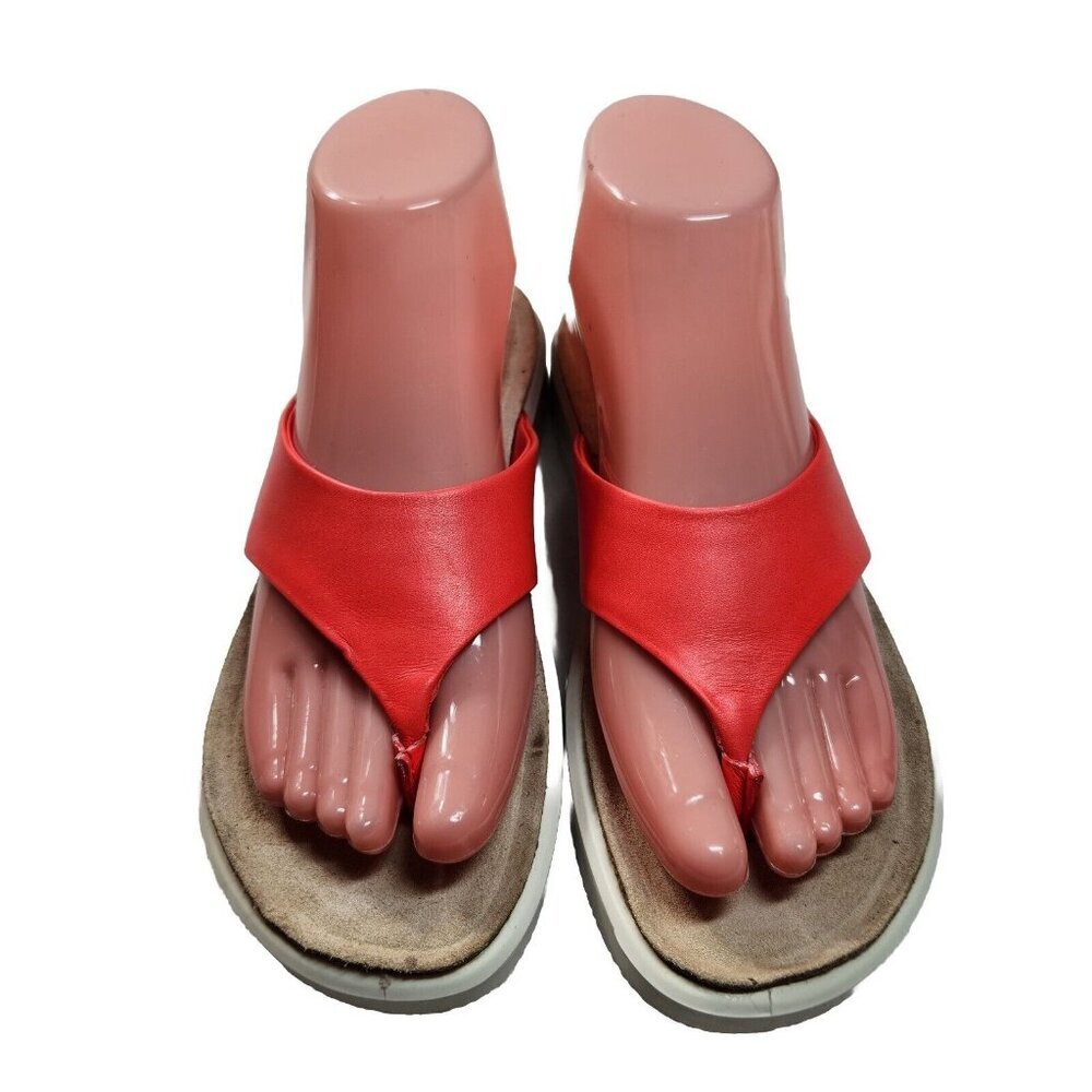 Ecco Women´s Size 36 US 5 Corksphere Leather Thong Sandals Coral Neon 53